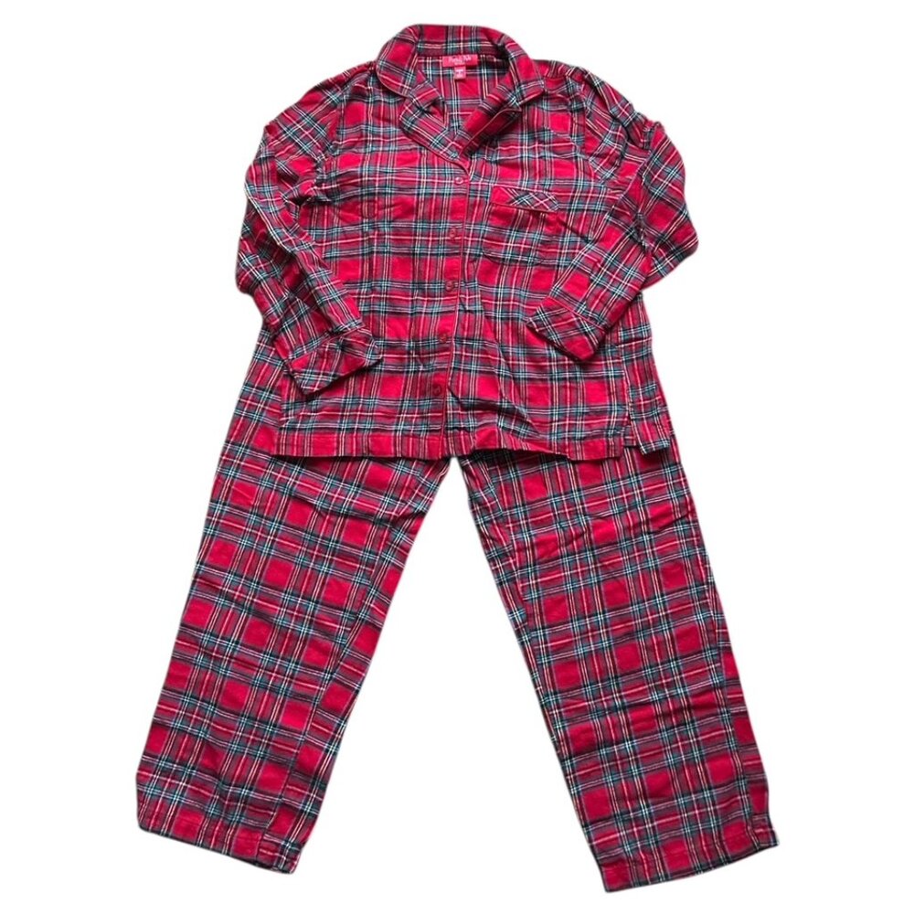 Family PJs Pajamas Womens Plaid Red Flannel Size S Top Bottom Pajamacore 2 Piece